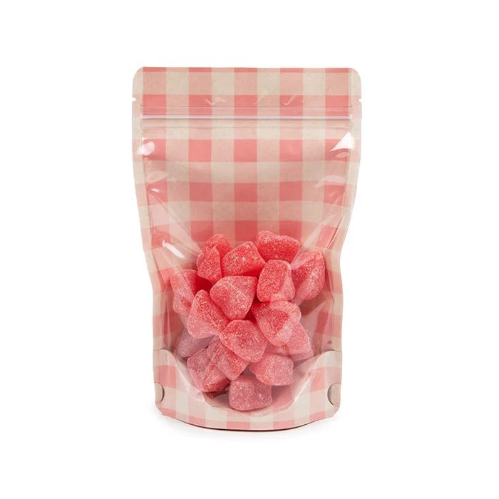 Stå upp påsar Transparant/Rosa Pastellfärgade Rutor 13x7,9x20,6 cm (25 St) [ZBGSW3PP]