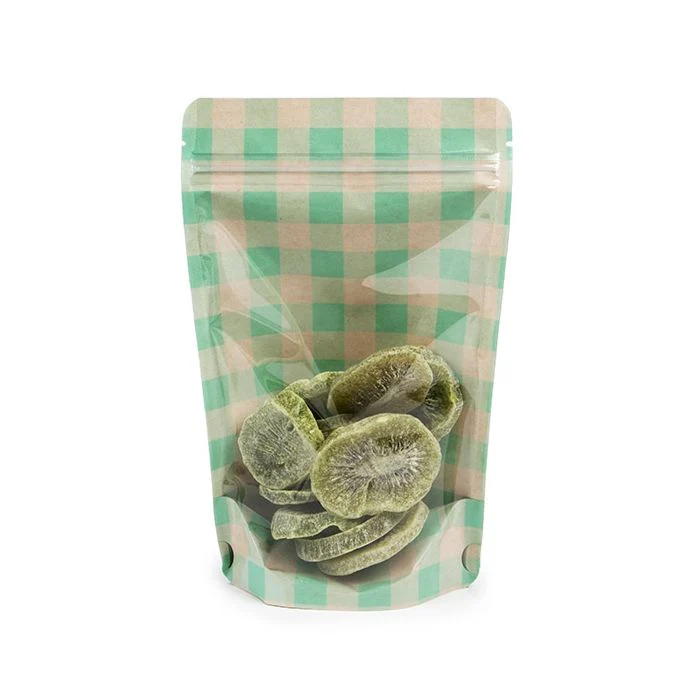 Stå upp påsar Transparant/gröne Pastellfärgade Rutor 13x7,9x20,6 cm (25 St) [ZBGSW3GR]