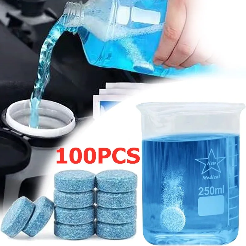 Car Windscreen Cleaner Effervescent Tablets | Concentrated Solid Wiper Fluid Detergent, Auto Glass Cleaning