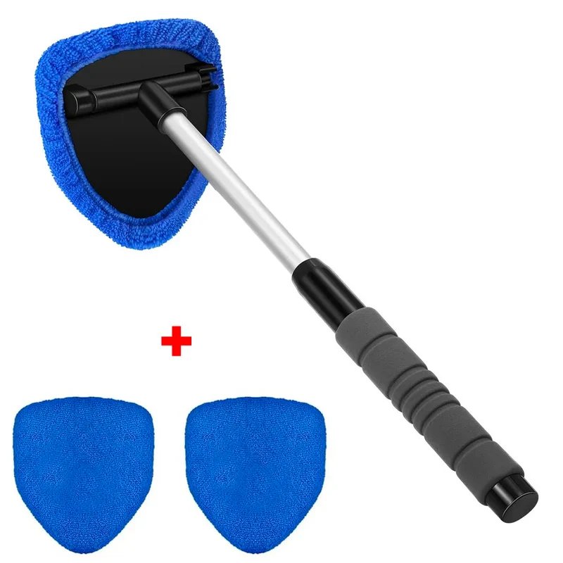 Telescopic Car Window Cleaning Brush Set | Microfiber Glass Cleaner, Scraper & Mist Eliminator for Windshield