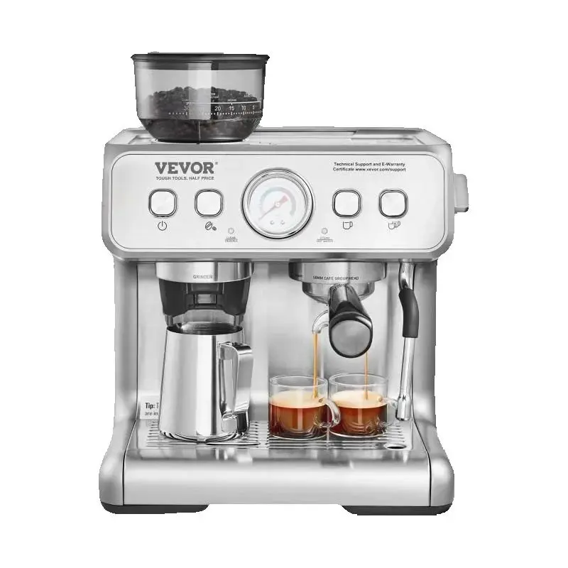 SucceBuy 15 Bar Semi-Automatic Espresso Machine with Grinder & Milk Frother