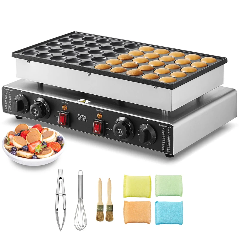 SucceBuy Commercial Dutch Pancake Maker 50-Pcs – Non-Stick, Dual Temp & Timer Control