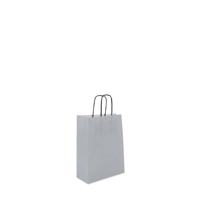 Papperskassar med tvinnade handtag 18 + 8 x 24 cm Silver (250 st.) [FP-DPT072]