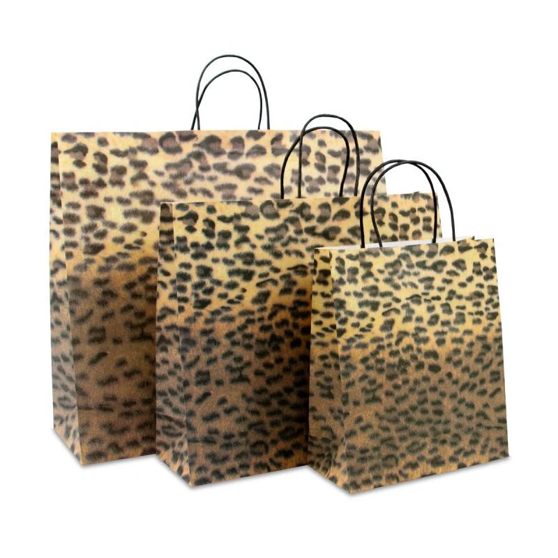 Papperskassar med tvinnade handtag 45 + 16 x 39 cm Panter (100 st.) [FP-DPT039]