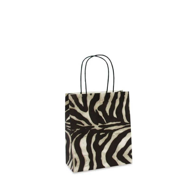 Papperskassar med tvinnade handtag 22 + 10 x 26 cm Zebra (200 st.) [FP-DPT025]