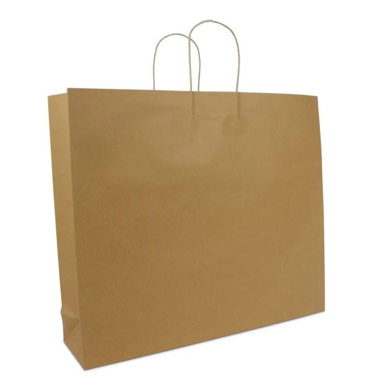 Papperskassar med tvinnade handtag och bottenkartong 54 + 13 x 46 cm Brun (100 st.) [FP-DPT005]