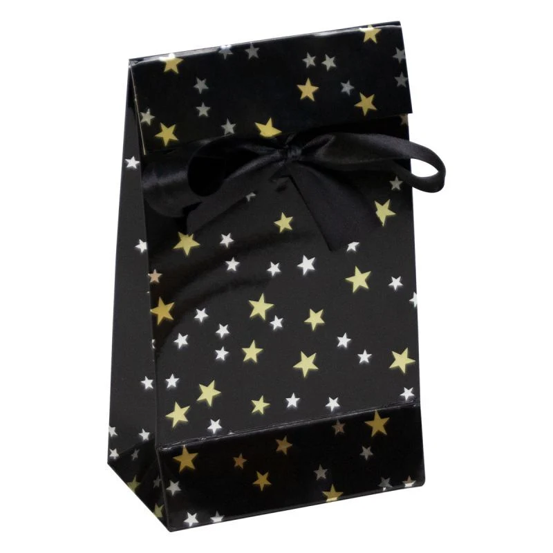 Papperspresentpåsar för jul Stars 12 + 7 x 20 cm Svart (100 st.) [FP-KDS003]