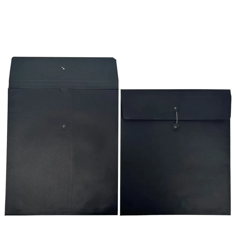 Pappersfakturahållare med japansk förslutning 35 x 40 + 2 x 1,25 cm Svart (100 st.) [FP-JGB012]