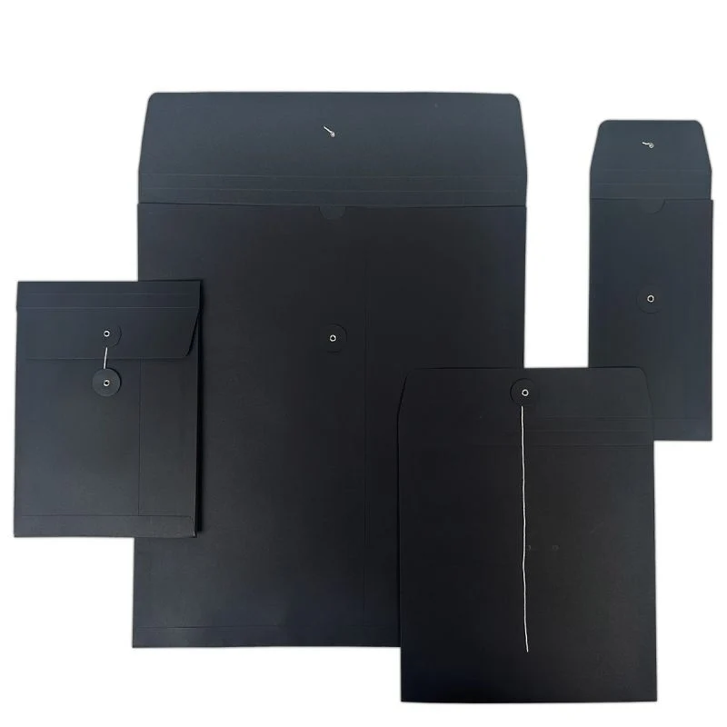 Pappersfakturahållare med japansk förslutning 16,5 x 23 + 2 x 1,25 cm Svart (100 st.) [FP-JGB010]