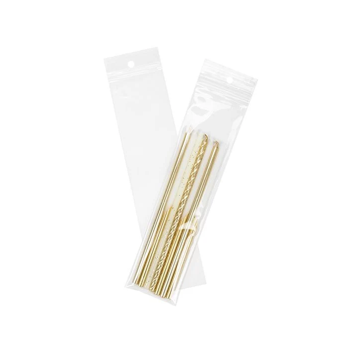 Blixtlåspåsar med häng hål 5x20,5cm Kristallklart PP 50 mikron (100 st) [ZR28]