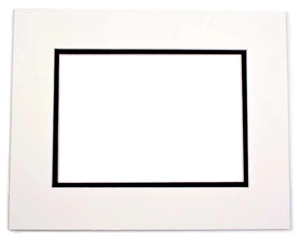 Passepartout Dubbel tjock Elfenben/Svart 45,7x61cm med 32,1x47,3cm Fönster (10 st) [MD20102]