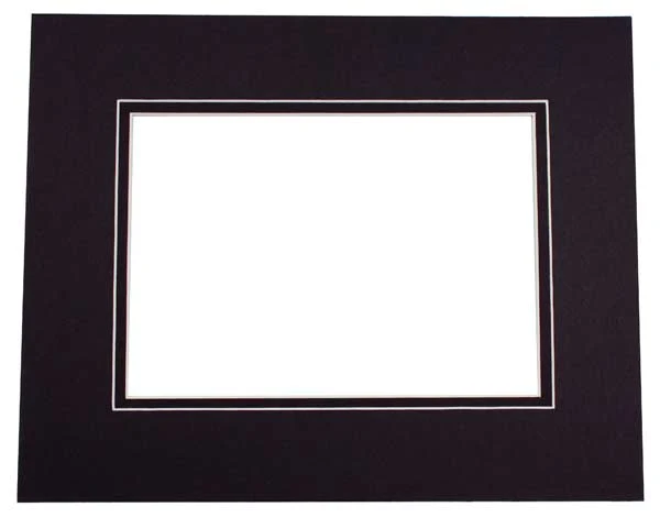 Passepartout Dubbel tjock Svart/Svart 27,9x35,6cm med 20,6x27cm Fönster (10 st) [MD20137]