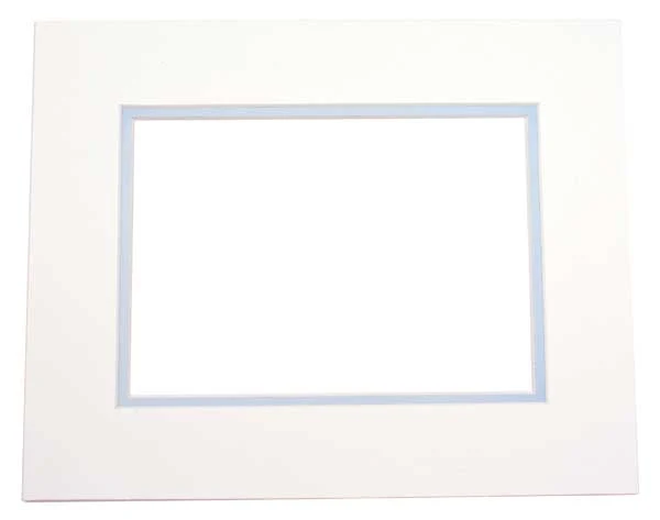 Passepartout Dubbel tjock Elfenben/Ljus Blå 40,6x50,8cm med 27x34,6cm Fönster (10 st) [MD20030]