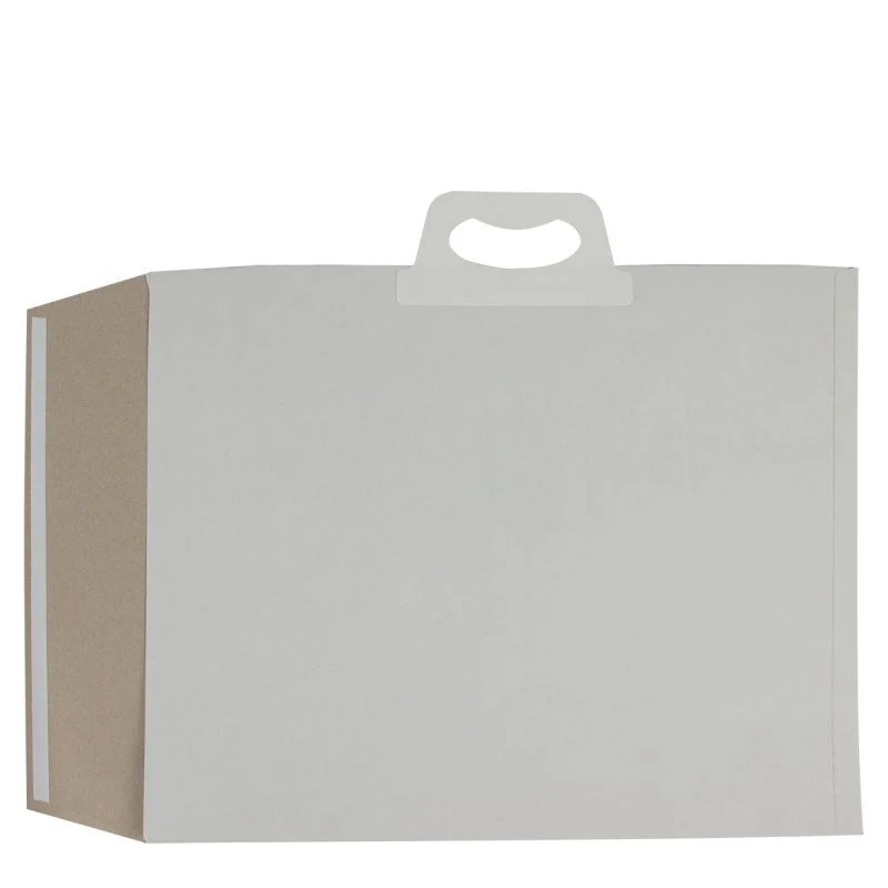 Återvunnen pappersfraktpåse med klafförslutning 41 x 46,5 + 2 x 4 cm Vit (100 st.) [FP-VZP018]