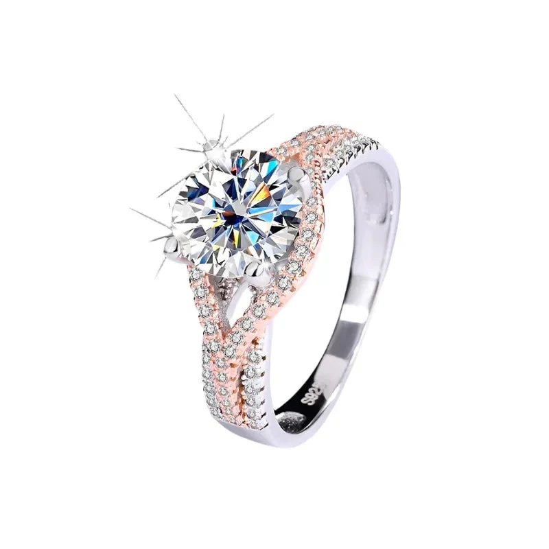 Moissanite Female Diamond Silver Ring