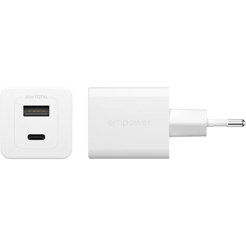 Empower Turbo 35W Charger USB-C + USB-A White