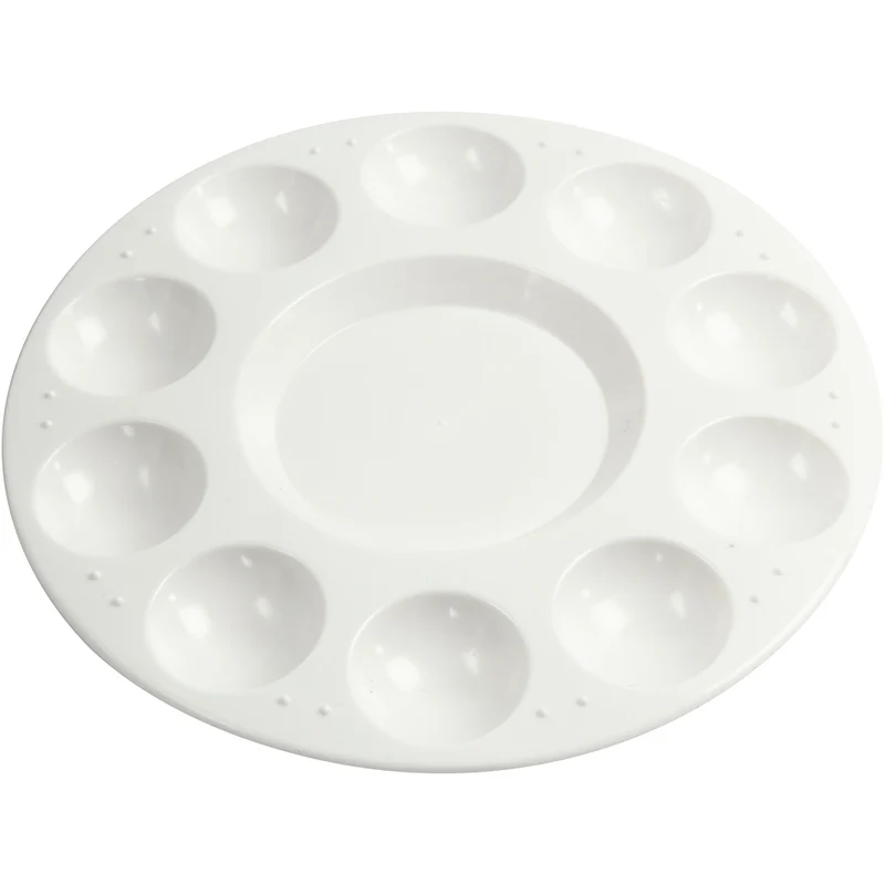 Palett, Rund palett, med 11 fack, Dia. 17 cm, vit, 1 st. [HOB-103300]