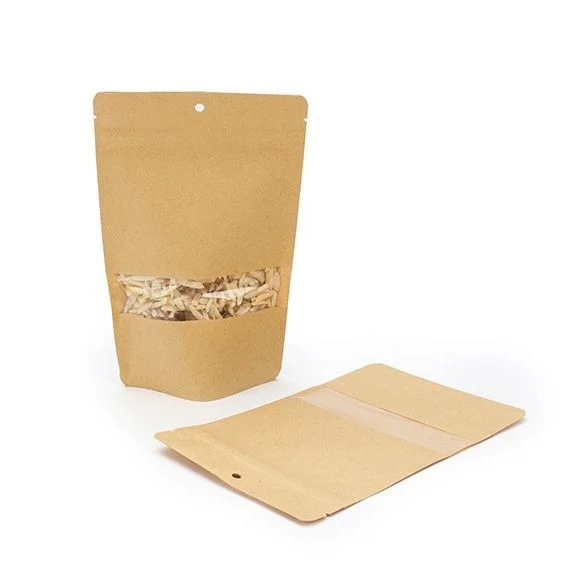 Stå upp påsar Kraft 13x8x20.5cm | 113 gram med upphängningshål (100 st) [ZBGW3KH]