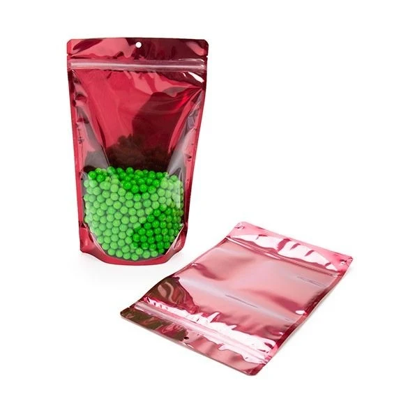 Stå upp påsar Transparent/Röt 17,1x8,9x28,6cm | 340 gram (100 st) [ZBGB4RD]