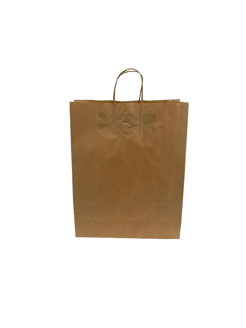 Papperskassar Brun 32x12x41cm Kraft Papper 100 gram med tvinnade handtag (50 st) [PAMB3241]