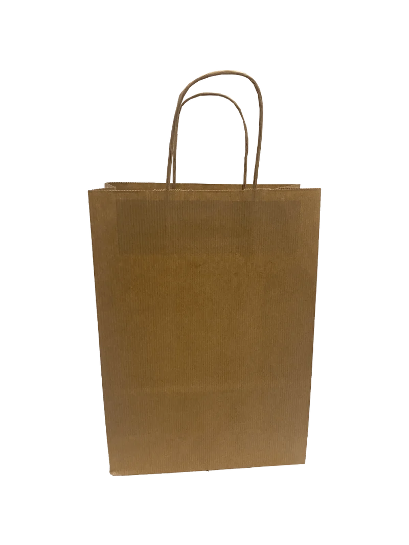 Papperskassar Brun 22x10x28cm Kraft Papper 90 gram med tvinnade handtag (50 st) [PAMB2231]
