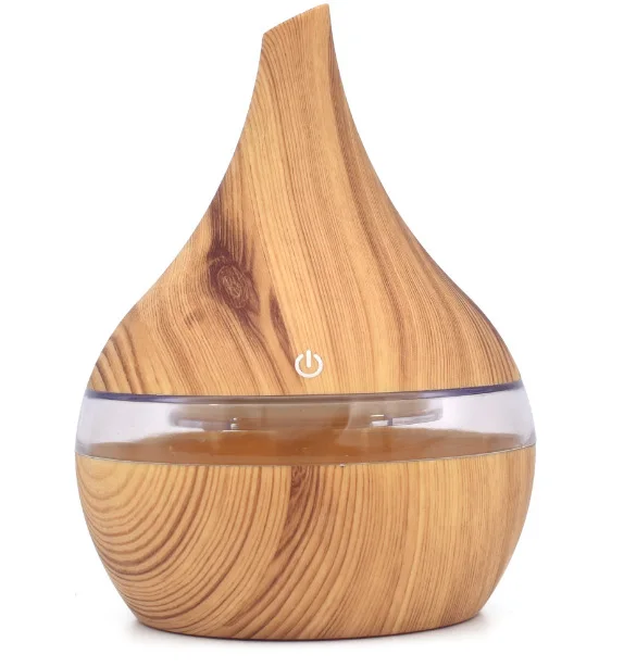Portable Aroma Diffuser & Humidifier – 300ml, USB, 7-Color RGB Night Light | Light/Dark Wood, White