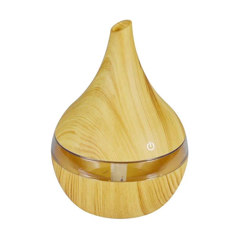 300ml Wood Grain Ultrasonic Humidifier & Aroma Diffuser – USB, 7-Color LED, Silent