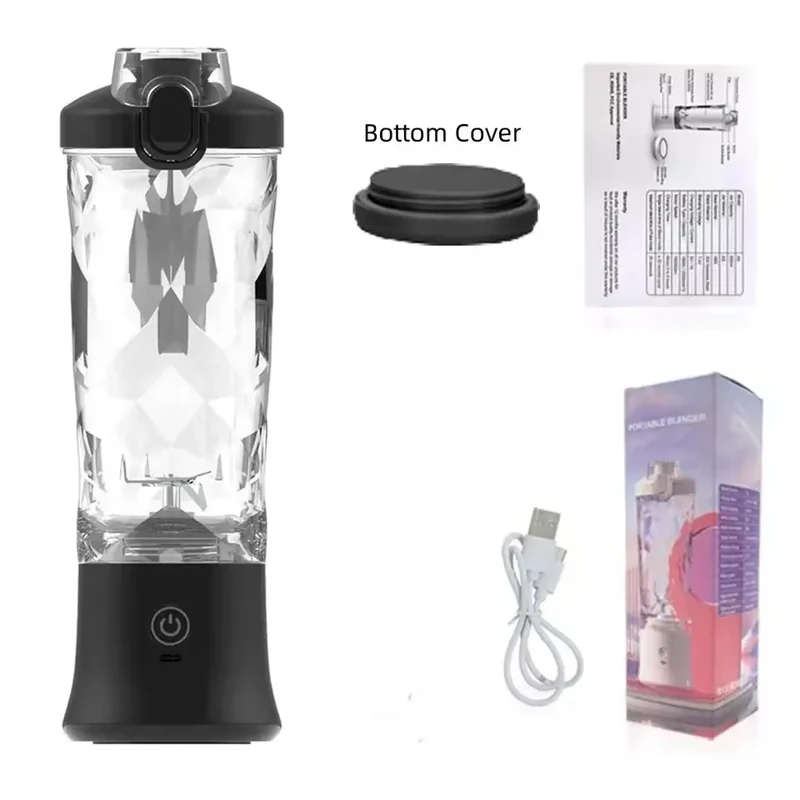 Portable Blender 600ML – USB Rechargeable, 4000mAh, Smoothie & Juicer | Black/White