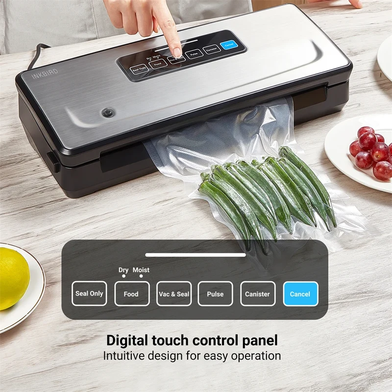 INKBIRD INK-VS02 Vacuum Sealer | Dry/Moist/Pulse/Canister Modes | Food Packaging Machine | EU Plug