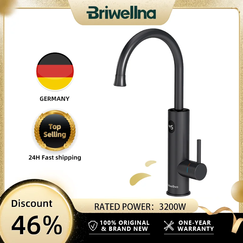 Briwellna 2-in-1 Instant Electric Water Heater Faucet | 3300W | 220V | Kitchen & Bathroom | CE Certified | EU Plug
