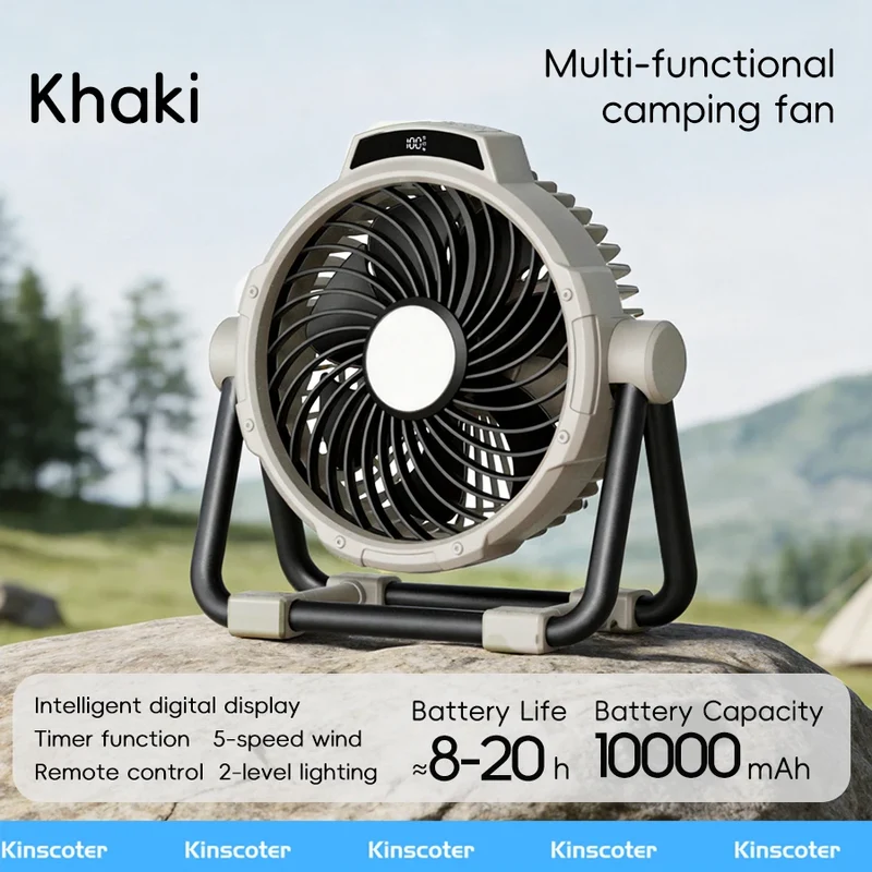 Portable 6-in-1 Outdoor Camping Fan 10000mAh – Wireless with Remote & LED Light