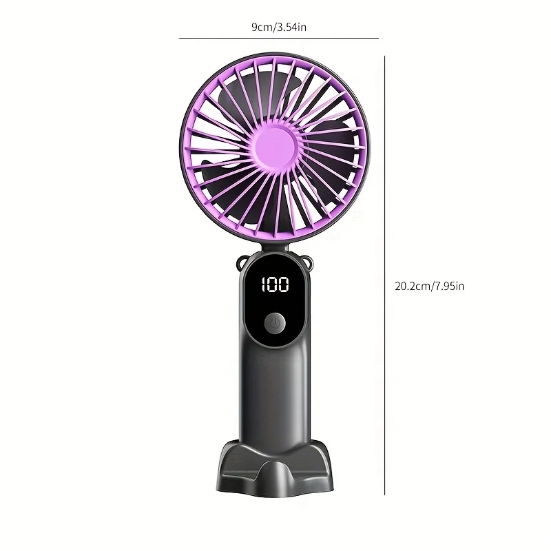 Mini Portable USB Fan | 6 Speeds | Digital Display | Foldable 3-in-1 | Handheld, Neck & Desktop | Outdoor