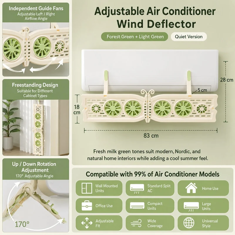 Butterfly Adjustable Air Conditioner Wind Deflector Shield