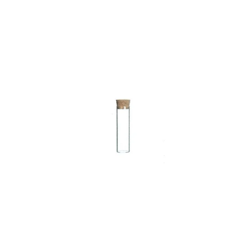 Provrör med platt botten och kork, H. 10 cm, Ø 2 cm - 12 st