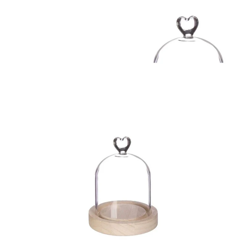 Glaskupa med hjärtformad träbas Ø 10 cm, H. 13 cm - 1 st
