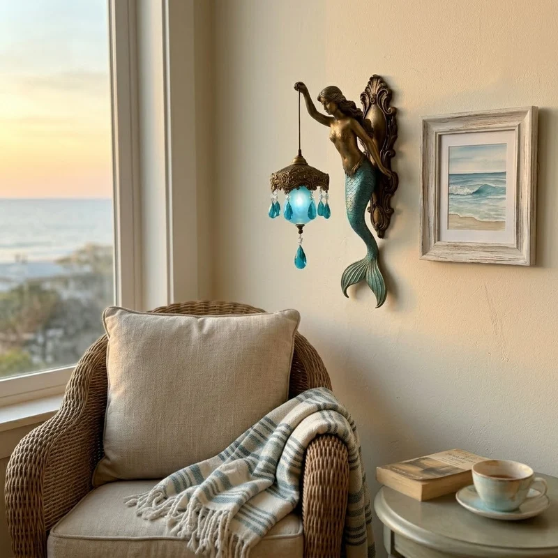Sea Whisper Vintage Mermaid Themed Wall Lamp Decor