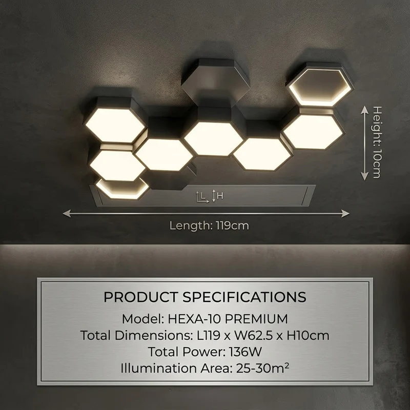 Six Points Modern Hexagon LED Ceiling Panel Light