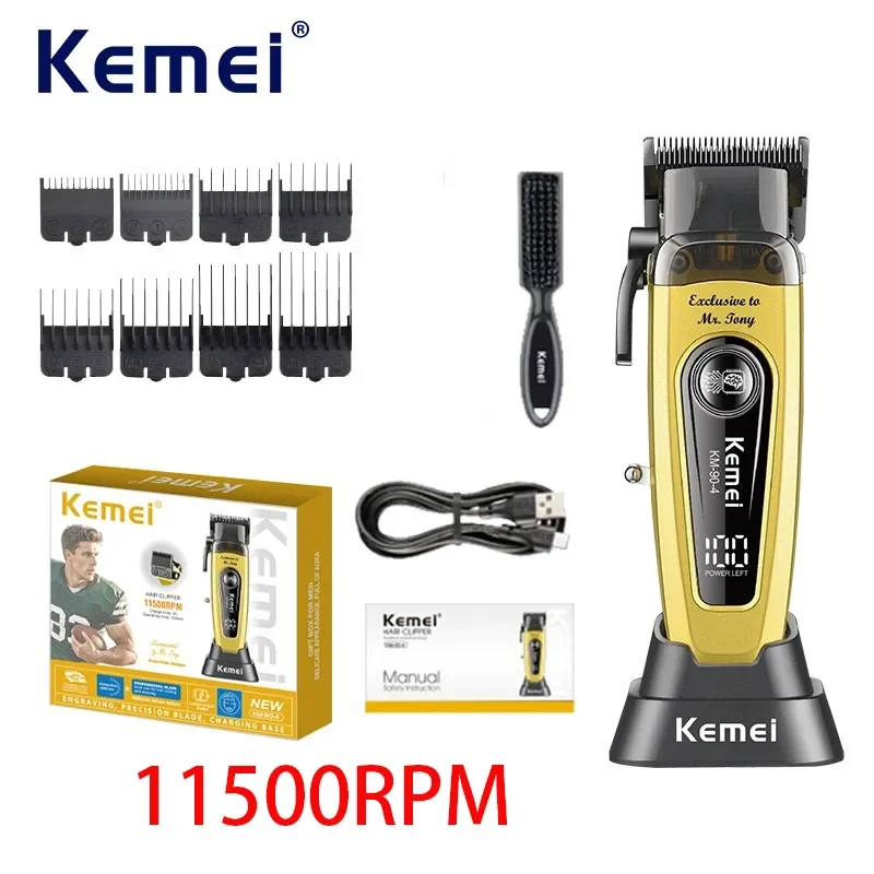 Kemei Professional Brushless Hair Clipper – 11500 RPM DLC Blade Cordless Trimmer