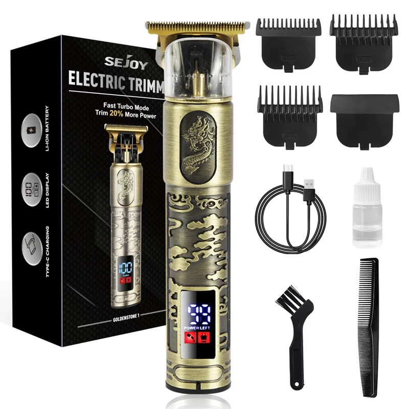 SEJOY Professional Hair Clipper – Cordless, Adjustable, Gold | EU Version