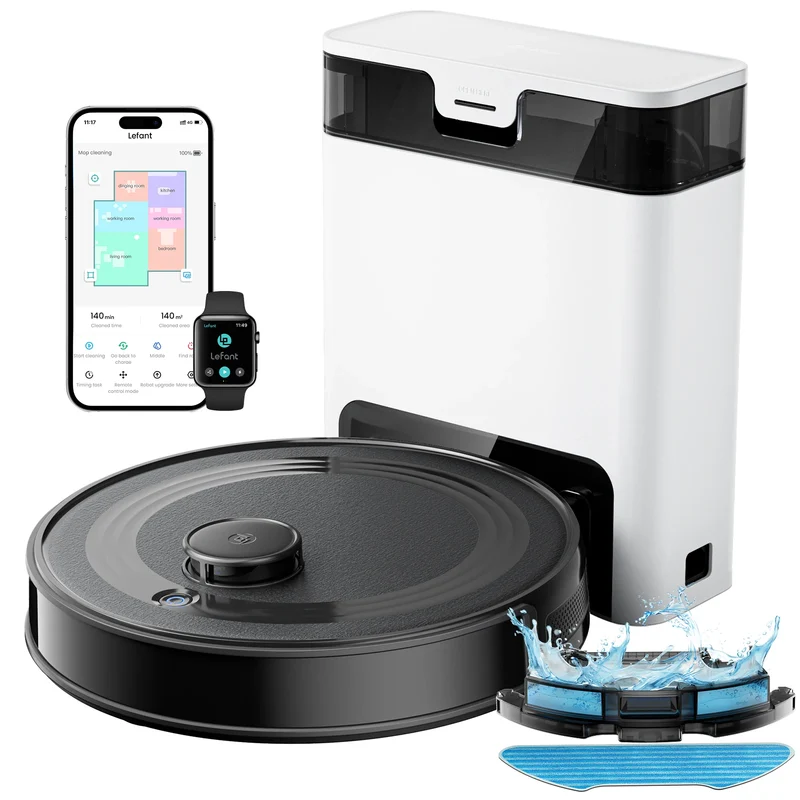 Lefant M2S Pro Robot Vacuum Cleaner – 10,000Pa, 240 Min, DTOF Laser Navigation, Auto-Empty, Ideal for Pet Hair
