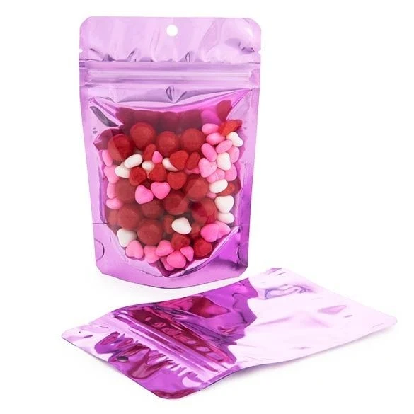 Stå upp påsar Transparent/Roze 10,2x6x15,2cm | 57 gram (100 st) [ZBGB2PK]