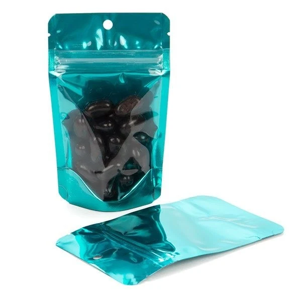 Stå upp påsar Transparent/Teal 7,9x5,1x13cm | 28 gram (100 st) [ZBGB1TL]