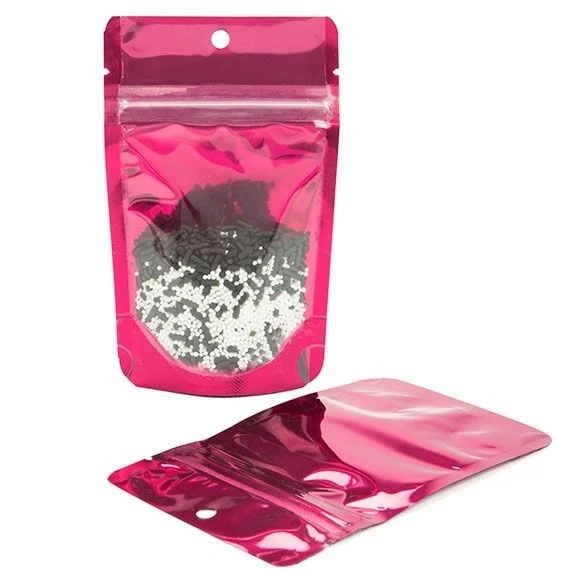 Stå upp påsar Transparent/Fuchsia 7,9x5,1x13cm | 28 gram (100 st) [ZBGB1FS]