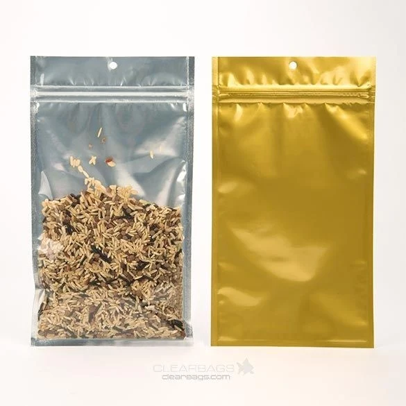 Blixtlåspåsar Transparent/Guld 10,2x16,5cm (100 st) [HZBB5CG]