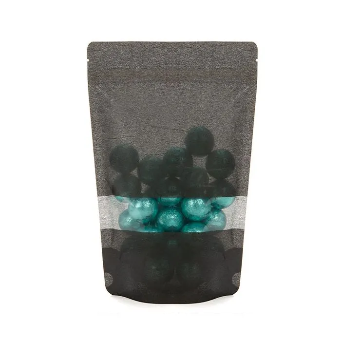 Stå upp påsar Rispapper Svart med Fönster 14,9x8,9x23,2cm | 312 gram (100 st) [ZBGR7B]