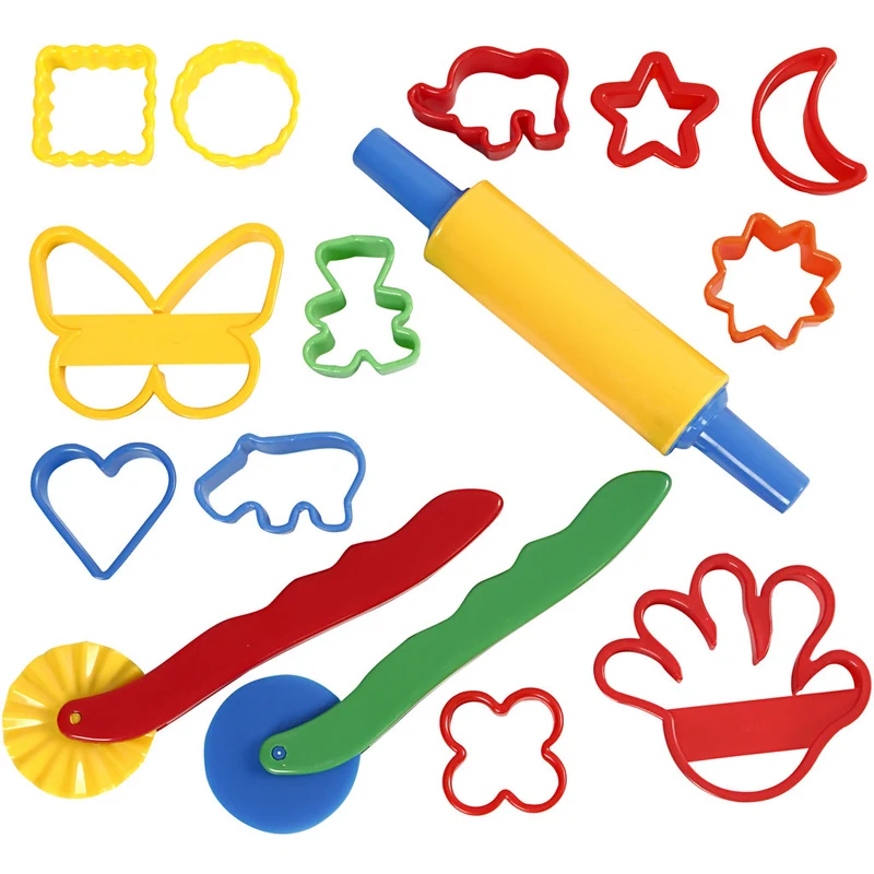 Cutters and tools, size 3.5x3.5-7x9 cm, asstd colours, 15pcs [HOB78265]
