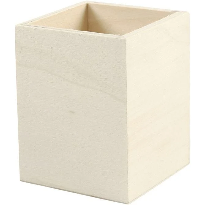 Pencil Holder, H: 9.5 cm, size 7.5x7.5 cm, plywood, 1pc [HOB577750]