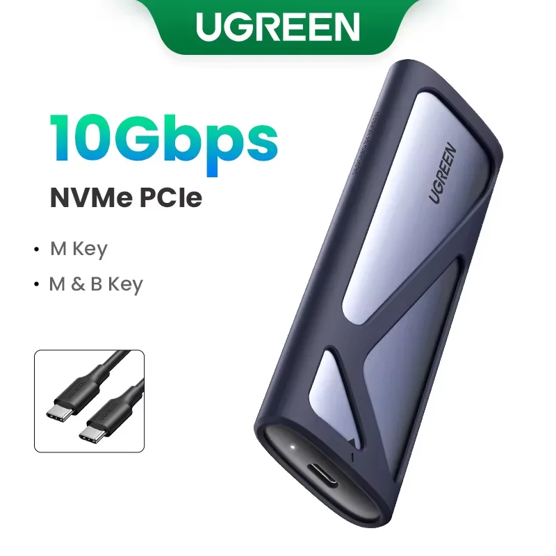 UGREEN M.2 SSD Case | NVMe & SATA Dual Protocol | USB-C 3.1 10Gbps | NVMe PCIe / NGFF SATA | External SSD Enclosure