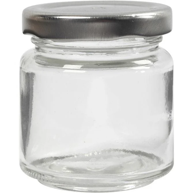 Storage Glass Jar, H: 6.5 cm, D: 5.7 cm, transparent, 12pcs, 100 ml [HOB55907]