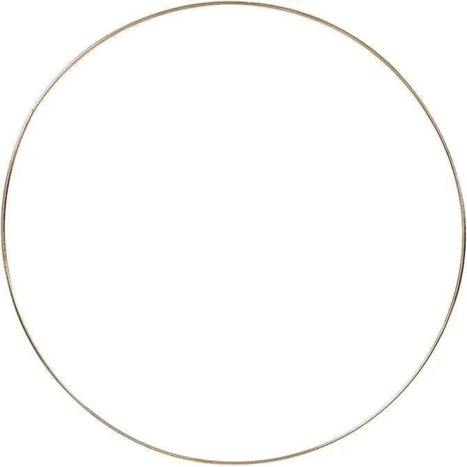 Metal Wire Ring, D: 30 cm, thickness 3 mm, gold, 1pc [HOB52429]